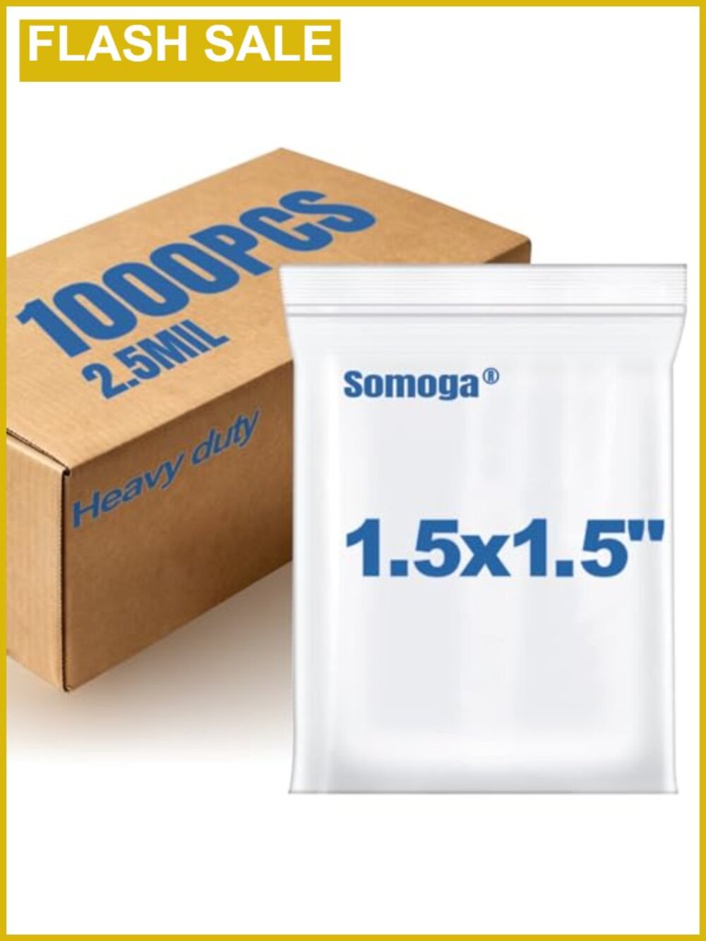 1000 Clear Zip Poly Bags 1.5x1.5 2.5mil Heavy Duty Resealable